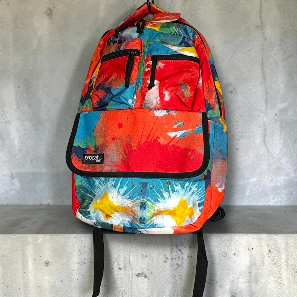 Procat by Puma Backpack Multicolor Abstract Paint Splatter Art Print 18 inch